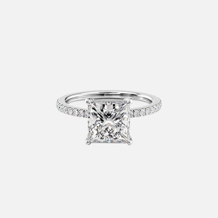  The Pave Eleanor Princess Lab Diamond Ring 14k White Gold 001