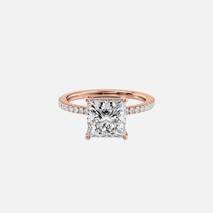  The Pave Eleanor Princess Lab Diamond Ring 18k Rose Gold 001