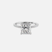  The Pave Eleanor Princess Lab Diamond Ring 18k White Gold 001