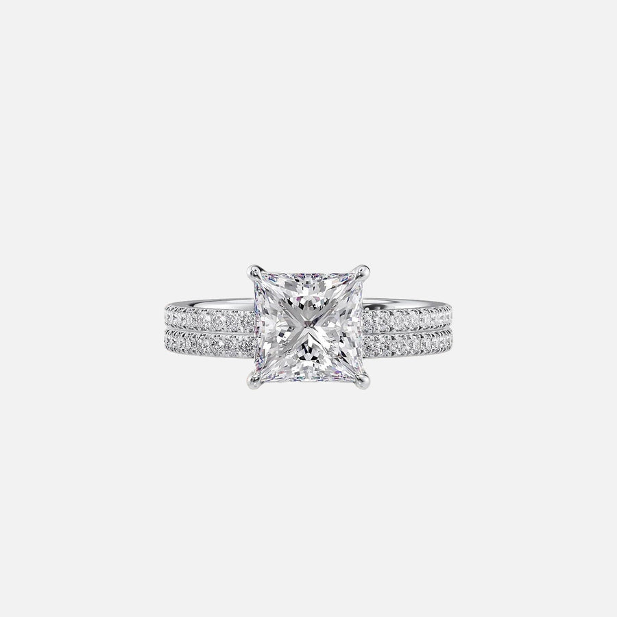  The Pave Eleanor Princess Lab Diamond Ring 18k White Gold 003
