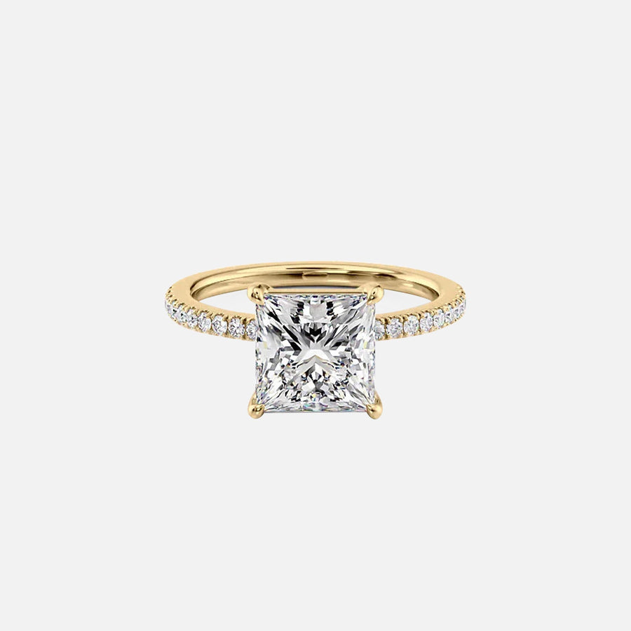  The Pave Eleanor Princess Lab Diamond Ring 18k Yellow Gold 001