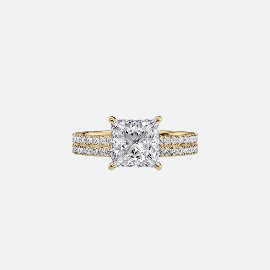  The Pave Eleanor Princess Lab Diamond Ring 18k Yellow Gold 003