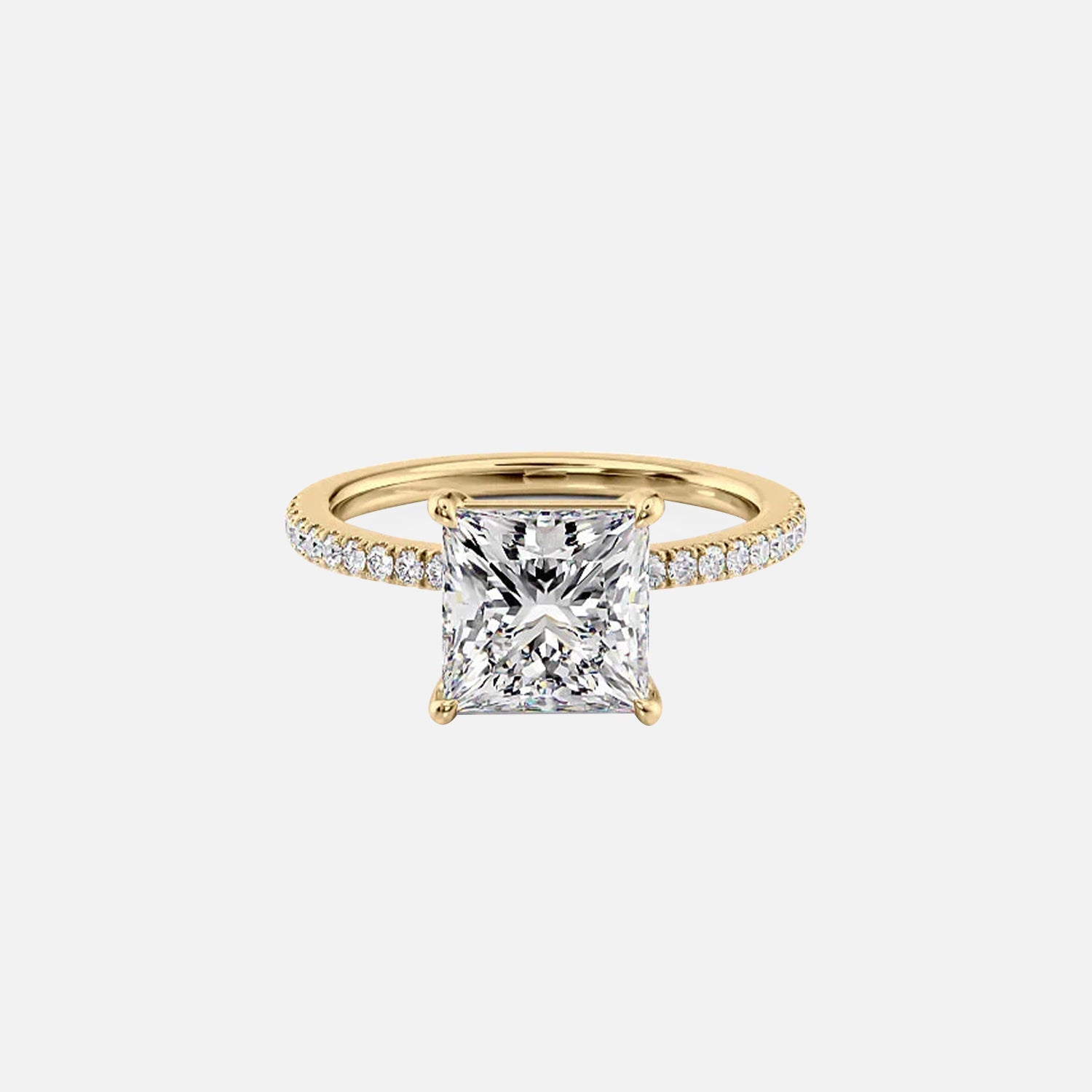 The Pave Eleanor Princess Moissanite Ring 14k Yellow Gold 001