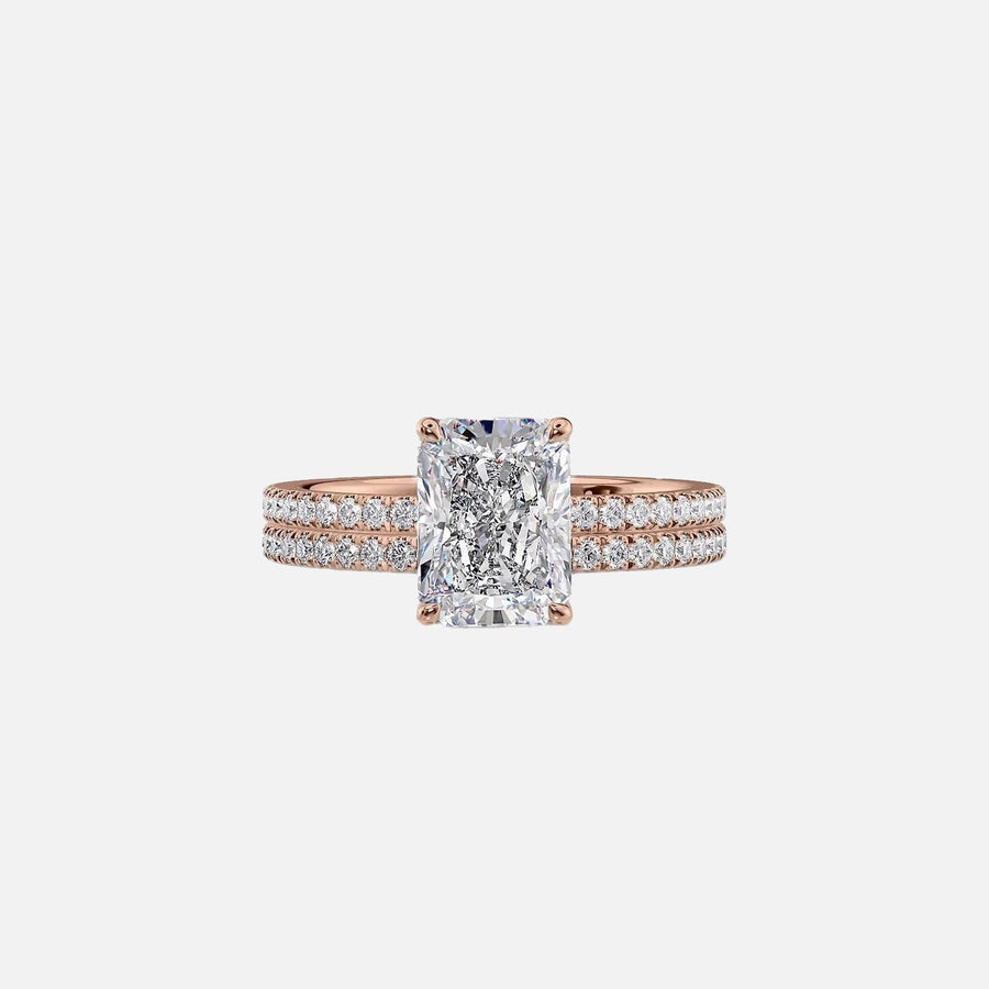  The Pave Eleanor Radiant Lab Diamond Ring 14k Rose Gold 003