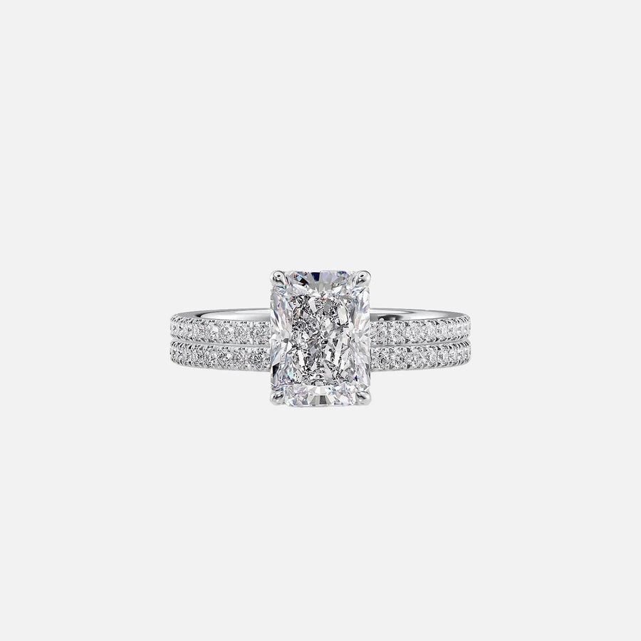  The Pave Eleanor Radiant Lab Diamond Ring 14k White Gold 003