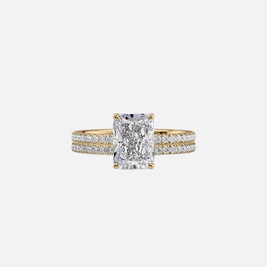  The Pave Eleanor Radiant Lab Diamond Ring 14k Yellow Gold 003