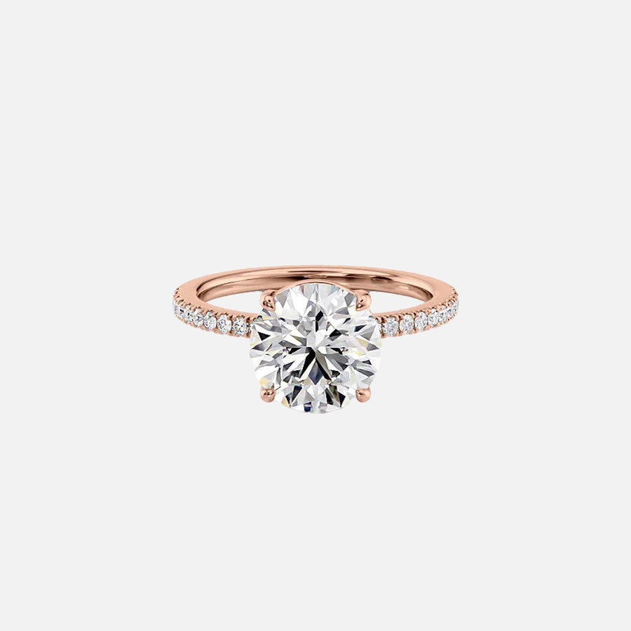  The Pave Eleanor Round Lab Diamond Ring 18k Rose Gold 001