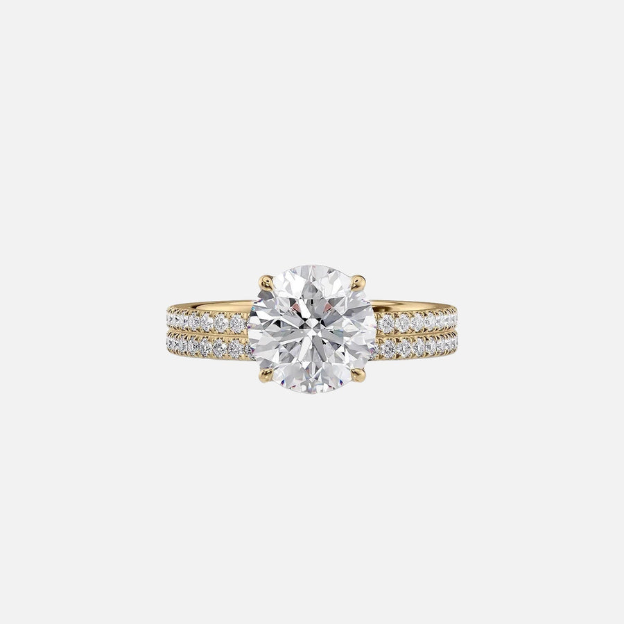  The Pave Eleanor Round Lab Diamond Ring 18k Yellow Gold 003