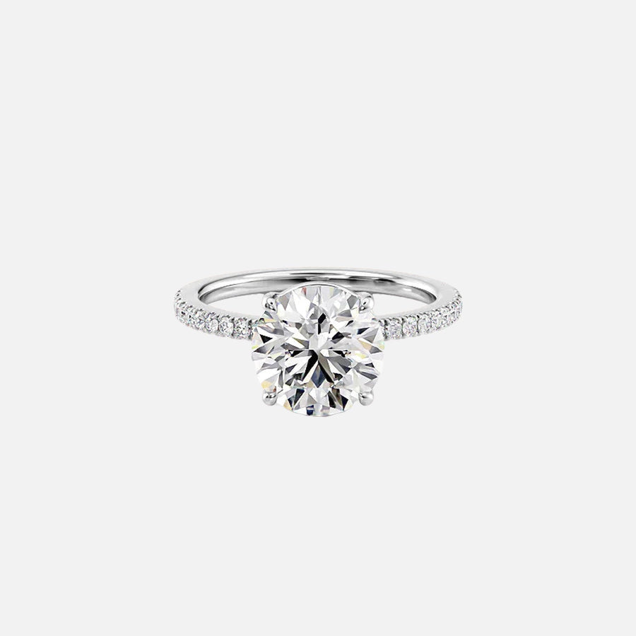  The Pave Eleanor Round Moissanite Ring 14k White Gold 001