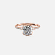  The Pave Eliza Cushion Lab Diamond Ring 18k Rose Gold 001