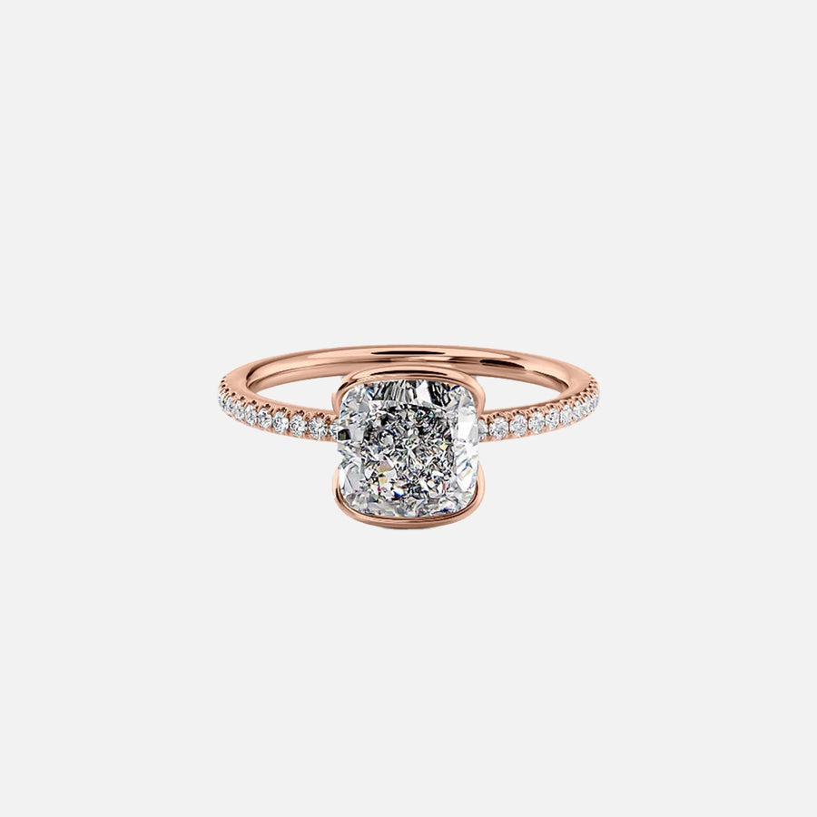  The Pave Eliza Cushion Lab Diamond Ring 18k Rose Gold 001