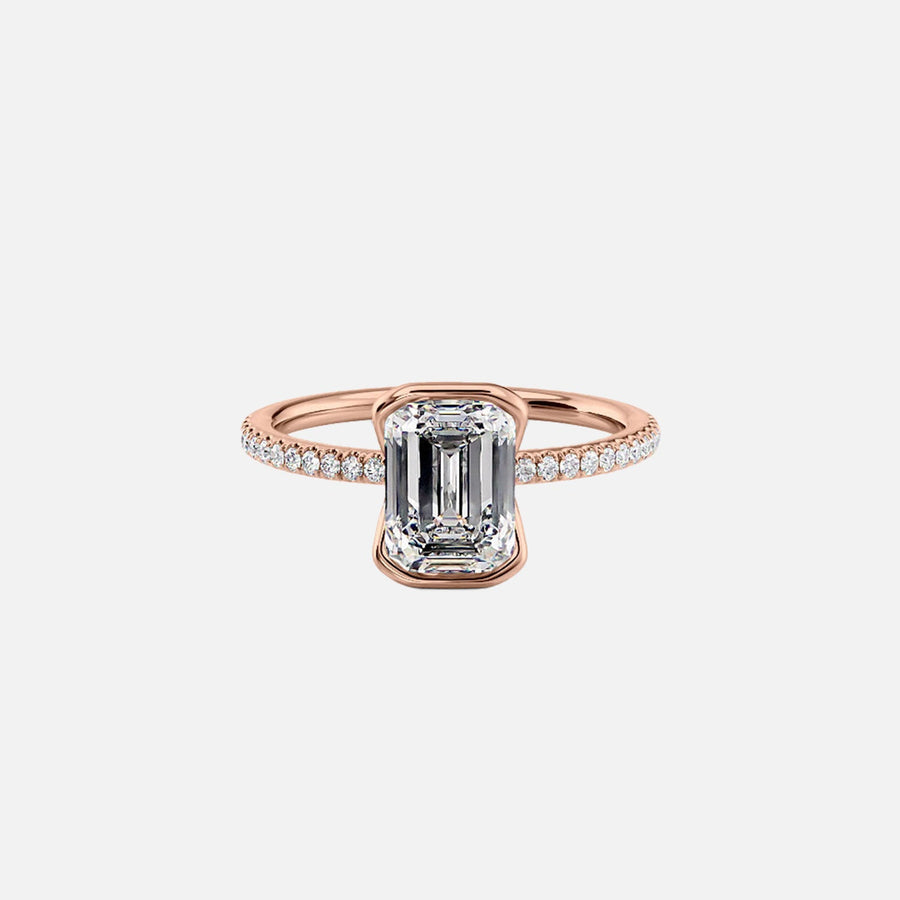  The Pave Eliza Emerald Lab Diamond Ring 14k Rose Gold 001
