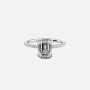  The Pave Eliza Emerald Lab Diamond Ring 18k White Gold 001