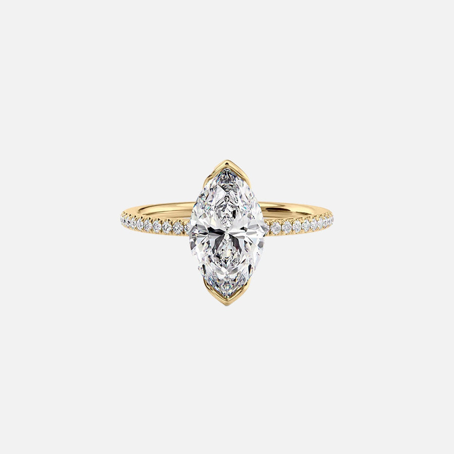 The Pave Eliza Marquise Lab Diamond Ring 14k Yellow Gold 001