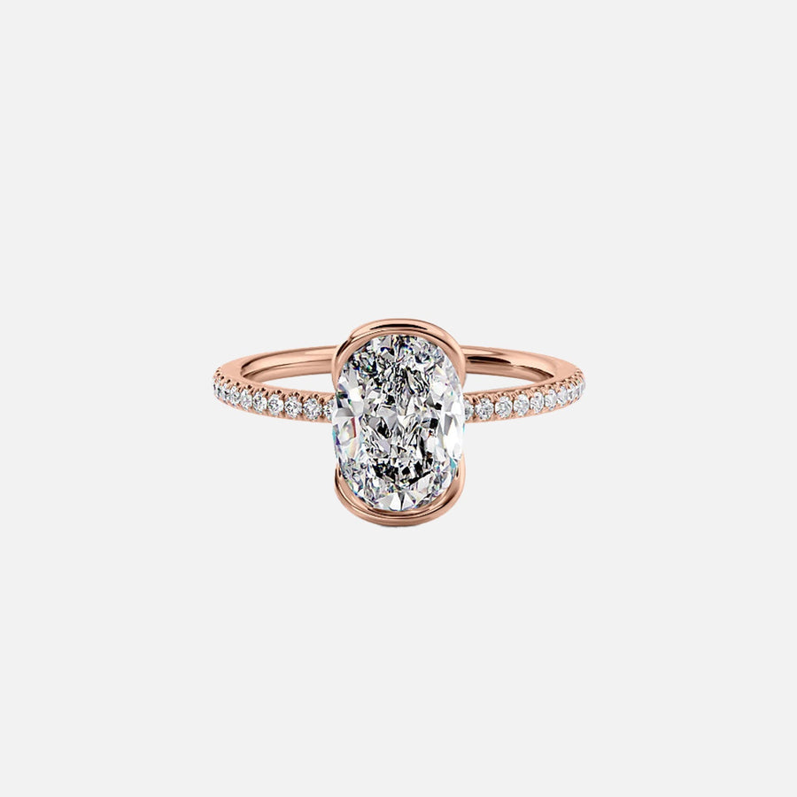  The Pave Eliza Oval Lab Diamond Ring 14k Rose Gold 001
