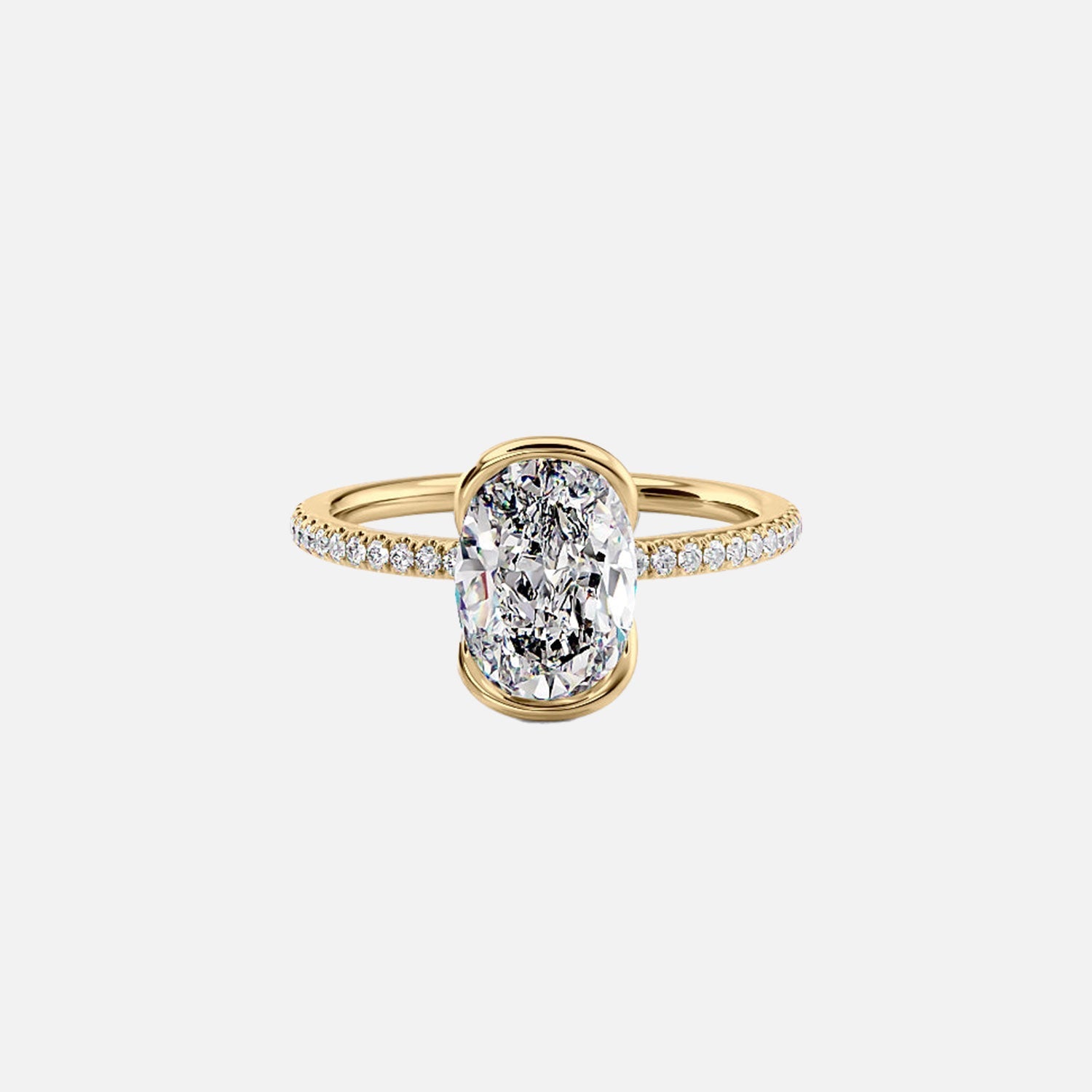 The Pave Eliza Oval Lab Diamond Ring 14k Yellow Gold 001