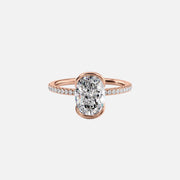  The Pave Eliza Oval Lab Diamond Ring 18k Rose Gold 001