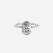  The Pave Eliza Oval Lab Diamond Ring 18k White Gold 001