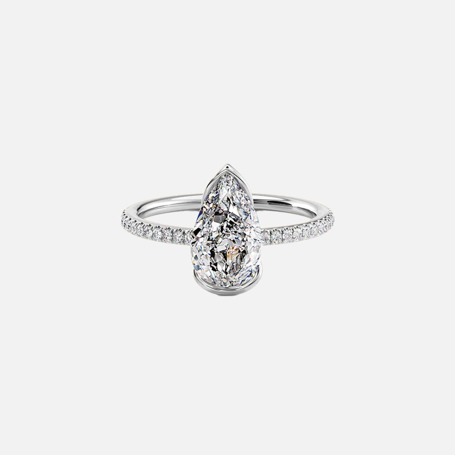  The Pave Eliza Pear Lab Diamond Ring 18k White Gold 001