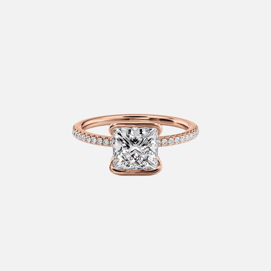  The Pave Eliza Princess Lab Diamond Ring 14k Rose Gold 001