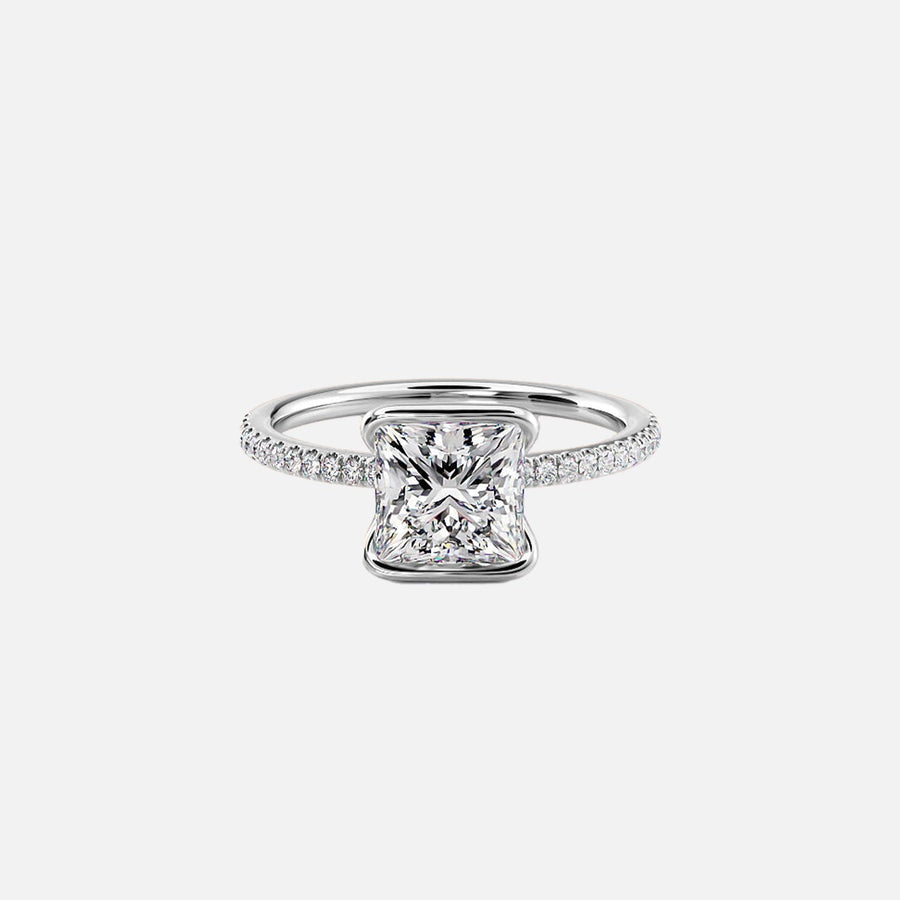  The Pave Eliza Princess Lab Diamond Ring 18k White Gold 001