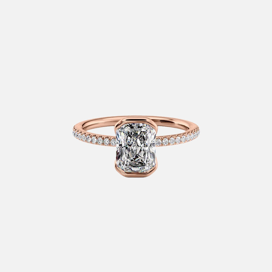  The Pave Eliza Radiant Lab Diamond Ring 18k Rose Gold 001