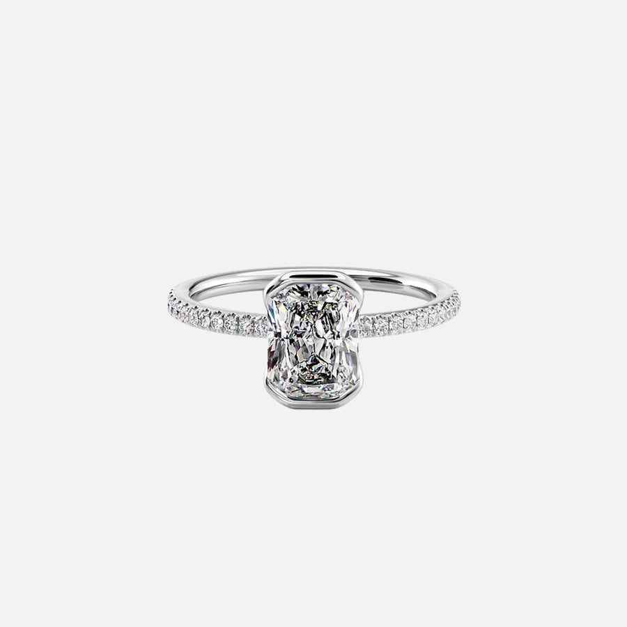  The Pave Eliza Radiant Lab Diamond Ring 18k White Gold 001