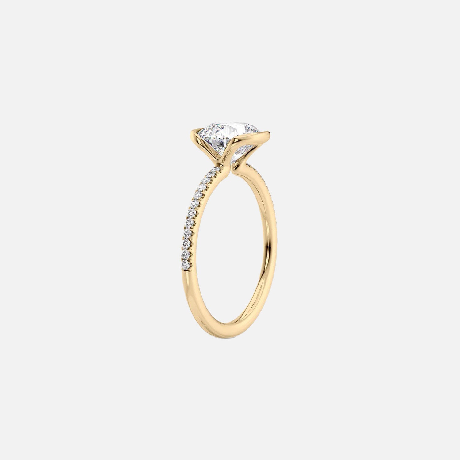  The Pave Eliza Round Lab Diamond Ring 14k Yellow Gold 002