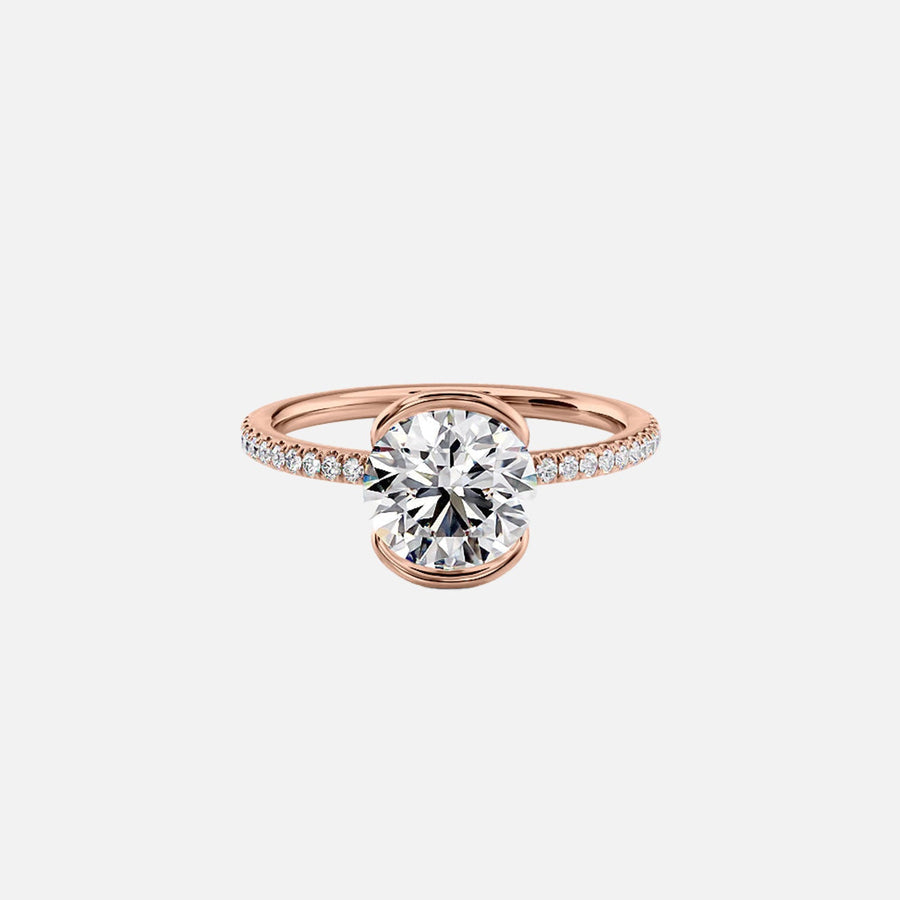  The Pave Eliza Round Lab Diamond Ring 18k Rose Gold 001