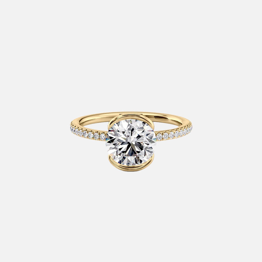  The Pave Eliza Round Lab Diamond Ring 18k Yellow Gold 001