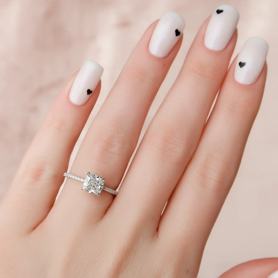 The Pave Kamellie Cushion Lab Diamond Ring 18k White Gold 004 Final