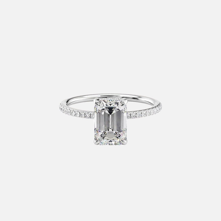  The Pave Kamellie Emerald Lab Diamond Ring 14k White Gold 001