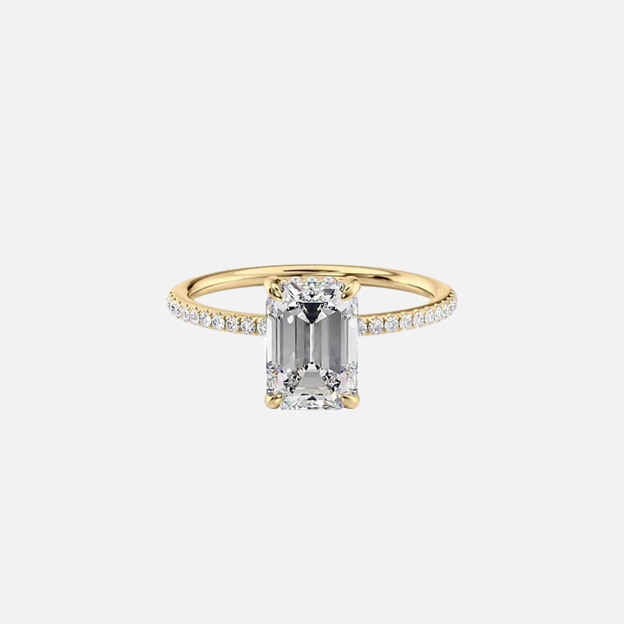 The Pave Kamellie Emerald Lab Diamond Ring 14k Yellow Gold 001