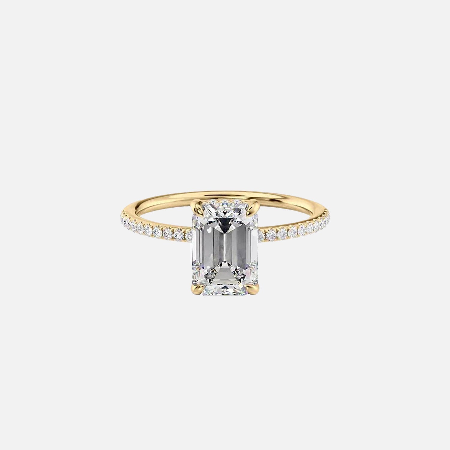 The Pave Kamellie Emerald Moissanite Ring 14k Yellow Gold 001