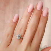  The Pave Kamellie Oval Moissanite Ring 18k White Gold 003