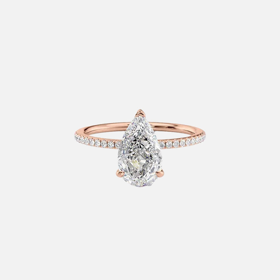  The Pave Kamellie Pear Lab Diamond Ring 14k Rose Gold 001