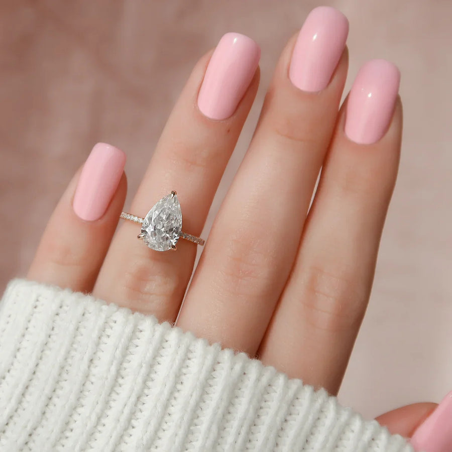  The Pave Kamellie Pear Lab Diamond Ring 14k Rose Gold 003