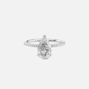  The Pave Kamellie Pear Lab Diamond Ring 14k White Gold 001