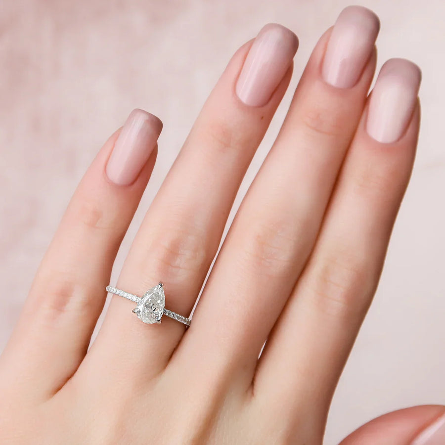  The Pave Kamellie Pear Lab Diamond Ring 14k White Gold 003