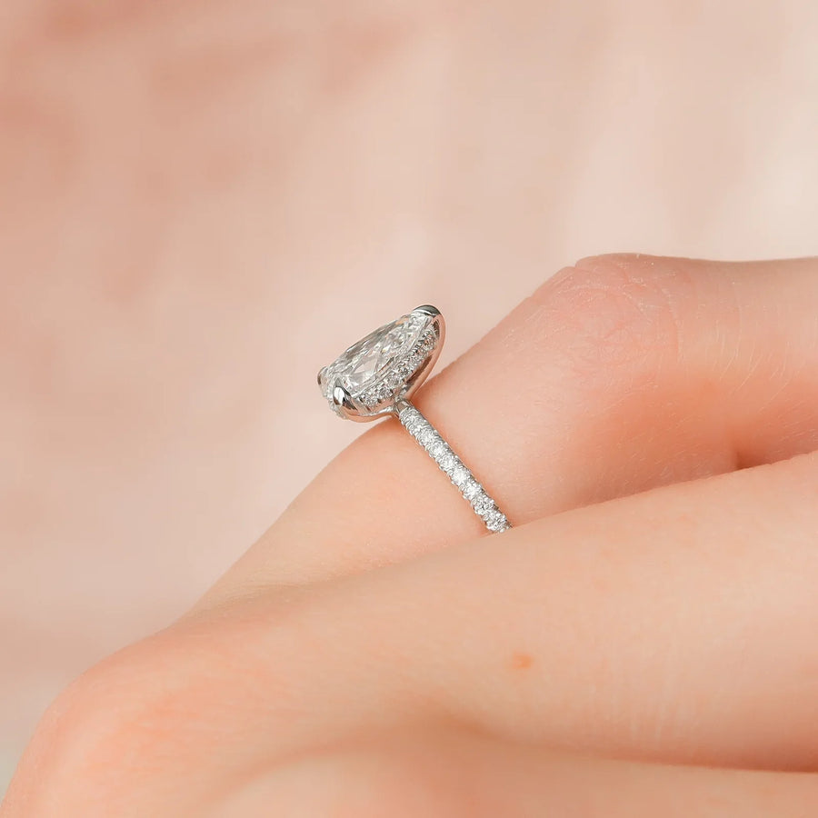  The Pave Kamellie Pear Lab Diamond Ring 14k White Gold 004 Final