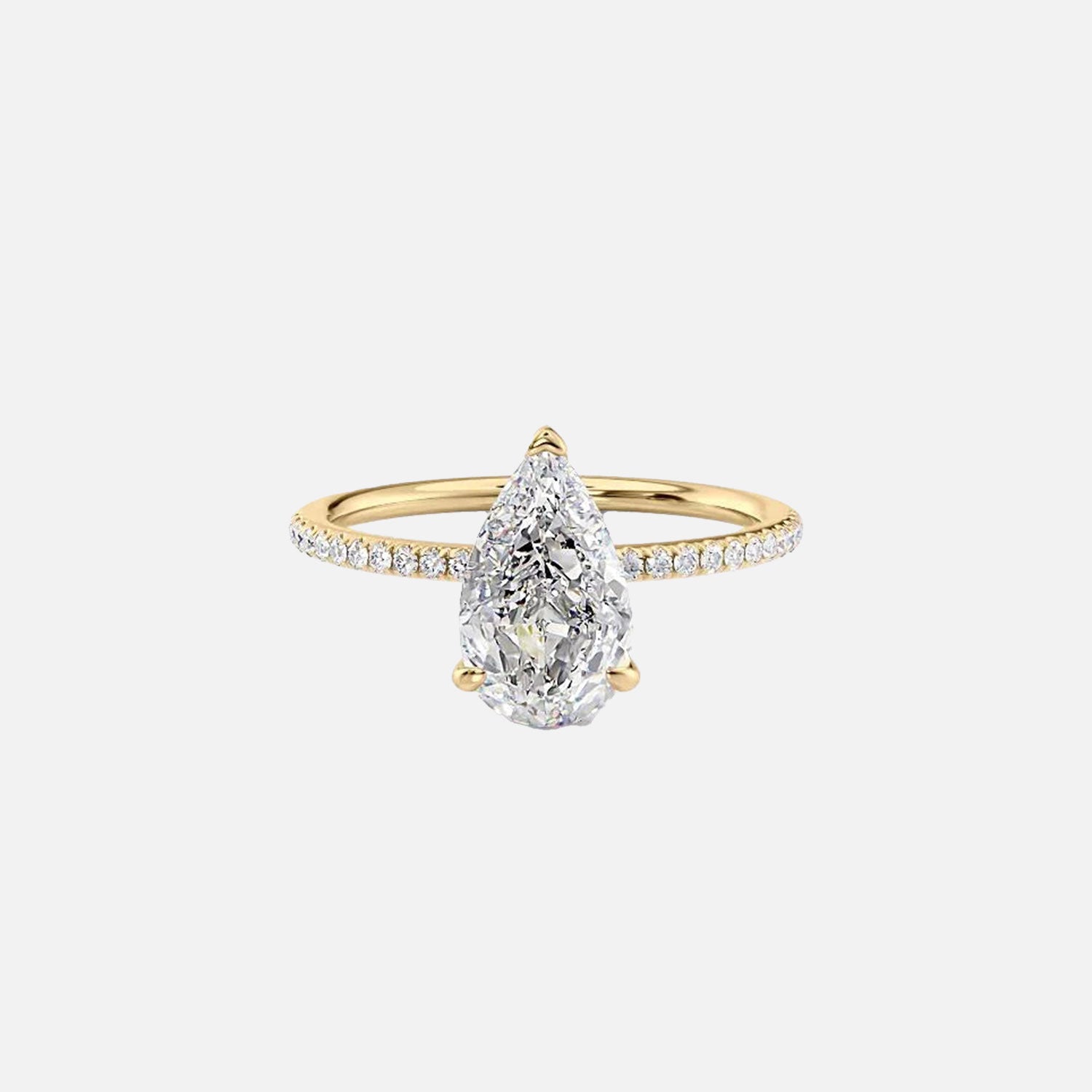 The Pave Kamellie Pear Lab Diamond Ring 14k Yellow Gold 001
