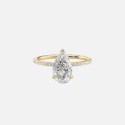 The Pave Kamellie Pear Lab Diamond Ring 14k Yellow Gold 001