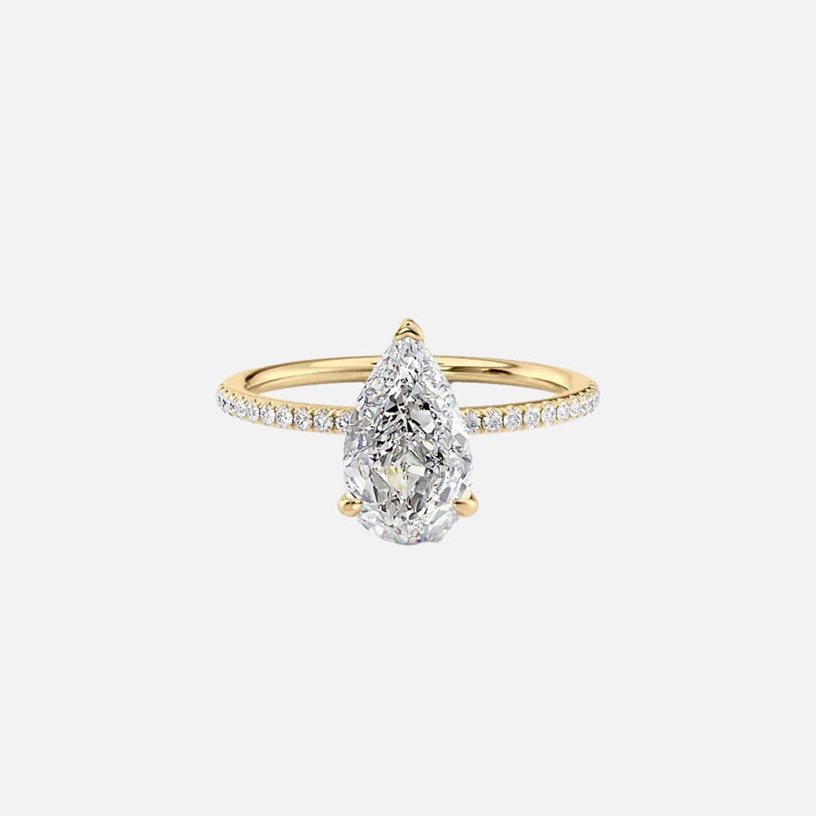  The Pave Kamellie Pear Lab Diamond Ring 18k Yellow Gold 001