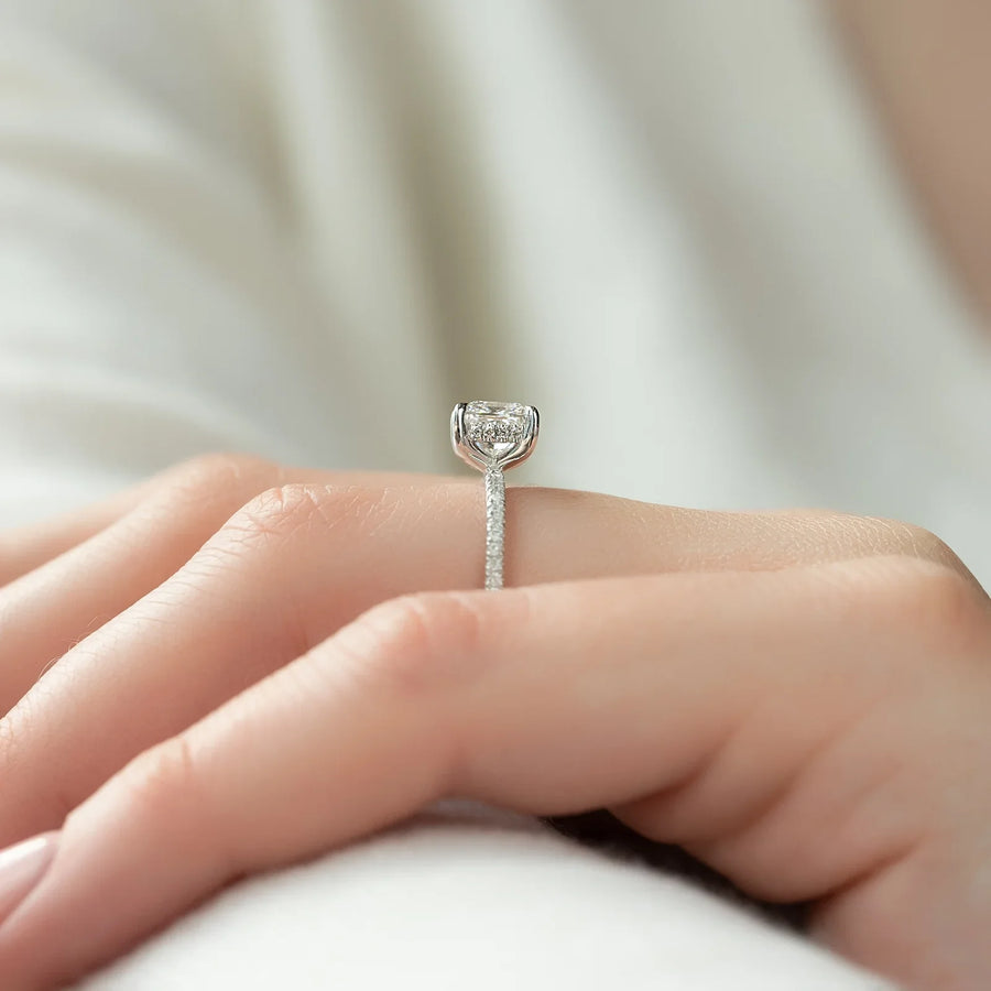 The Pave Kamellie Princess Moissanite Ring 14k White Gold 004 Final