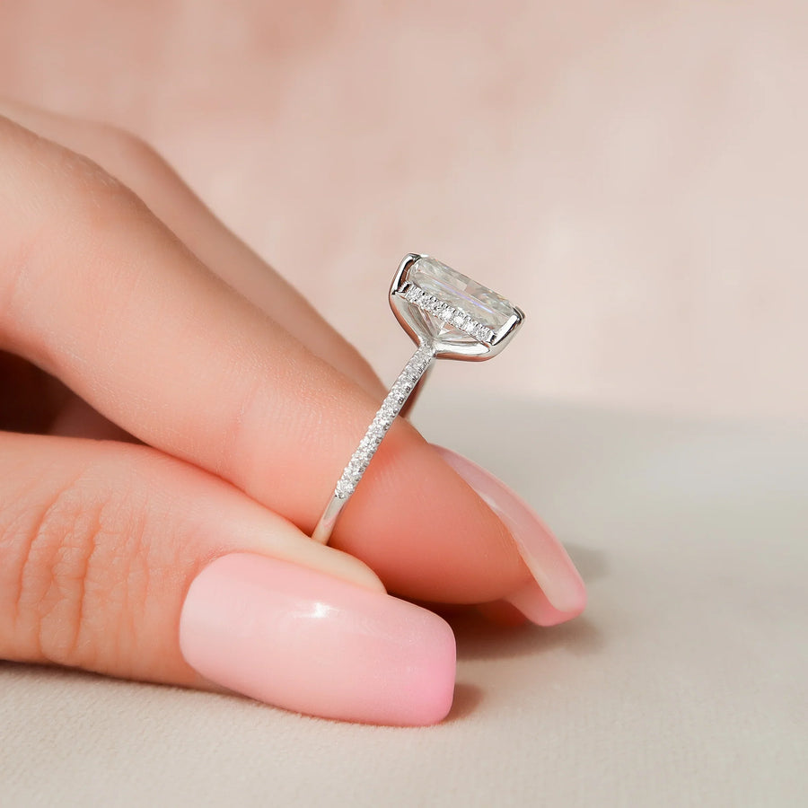  The Pave Kamellie Radiant Moissanite Ring 14k White Gold 004 Final