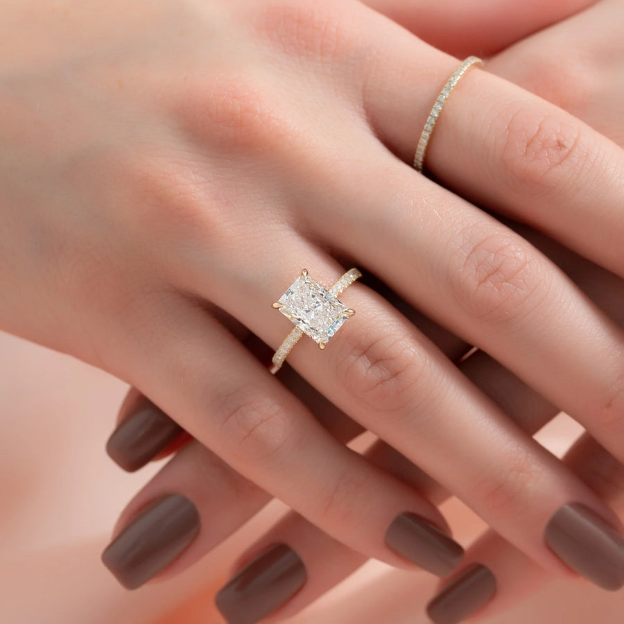  The Pave Kamellie Radiant Moissanite Ring 14k Yellow Gold 003