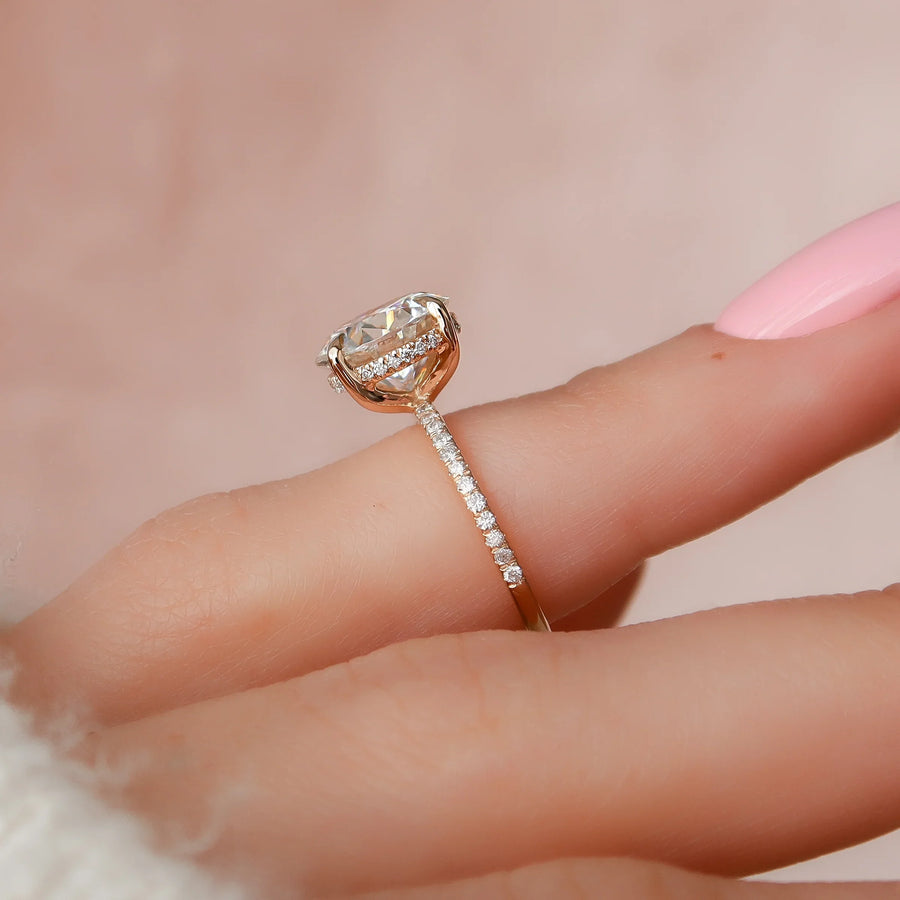  The Pave Kamellie Round Moissanite Ring 14k Rose Gold 004 Final