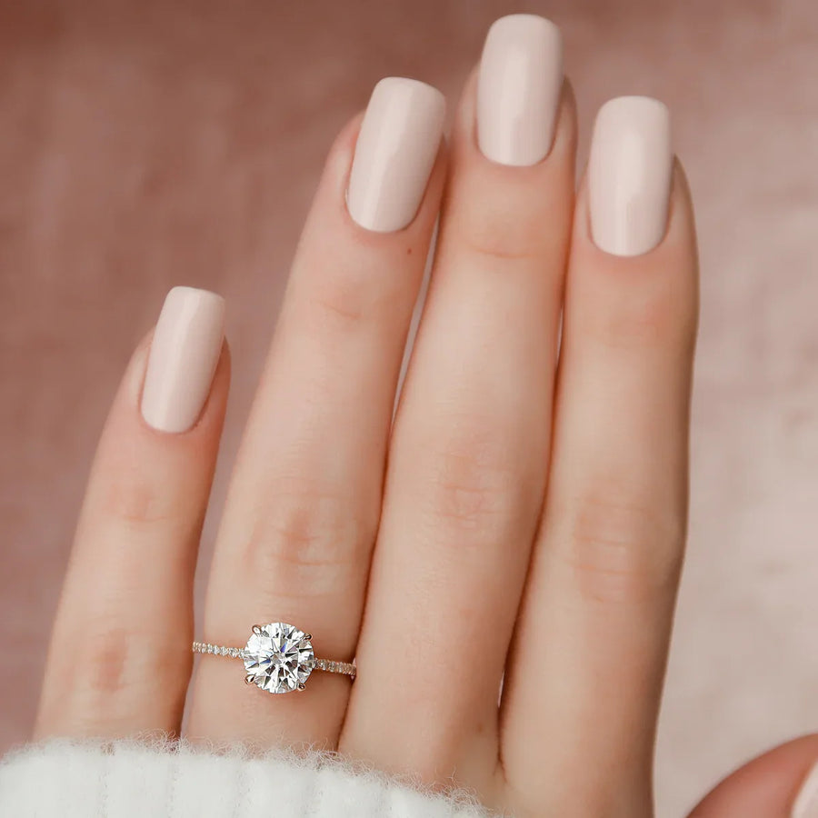  The Pave Kamellie Round Moissanite Ring 18k Rose Gold 003