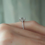  The Pave Lexie Emerald Moissanite Ring 14k White Gold 003