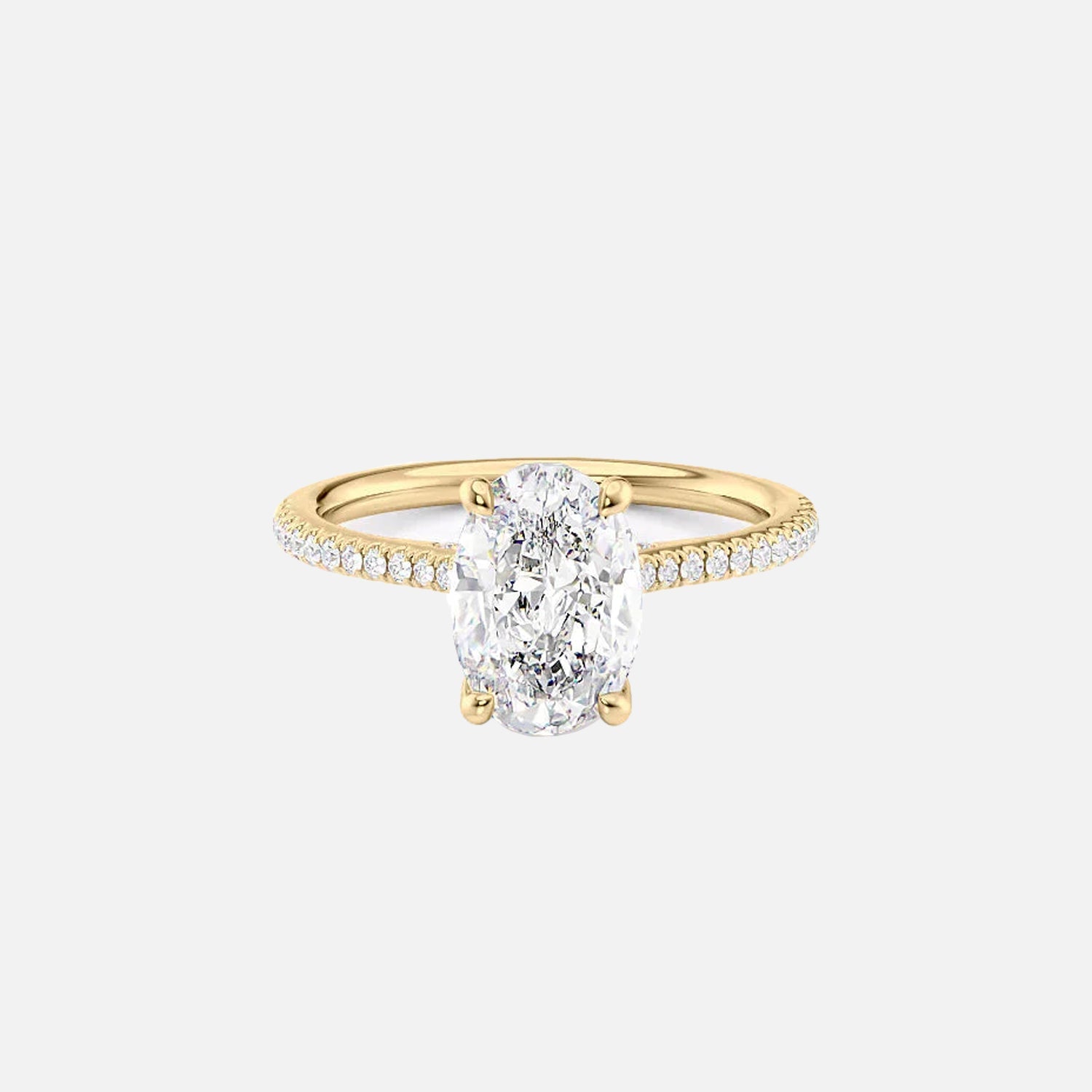 The Pave Lexie Oval Moissanite Ring 14k Yellow Gold 001
